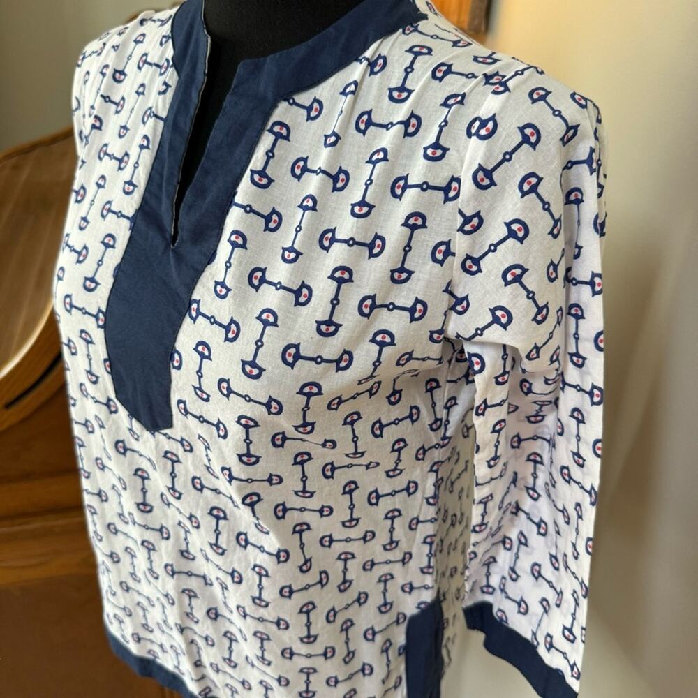 Malabar Bay Navy and White Lightweight Coverup Shirt - Picture 3 of 11